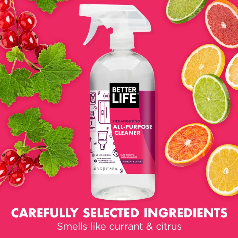 Better Life All Purpose Cleaner - Multipurpose Home and Kitchen Cleaning Spray for Glass, Countertops, Appliances, Upholstery- Multi-surface Spray Cleaner - Currant and Citrus, 32oz (Pack of 2) - Image 4